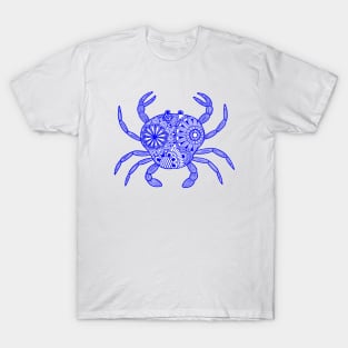 Mandala Crab (blue and white) T-Shirt